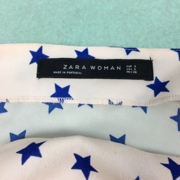 Zara Womens Size S Star Print Chiffon Boatneck Blouse‎ - Picture 4 of 6